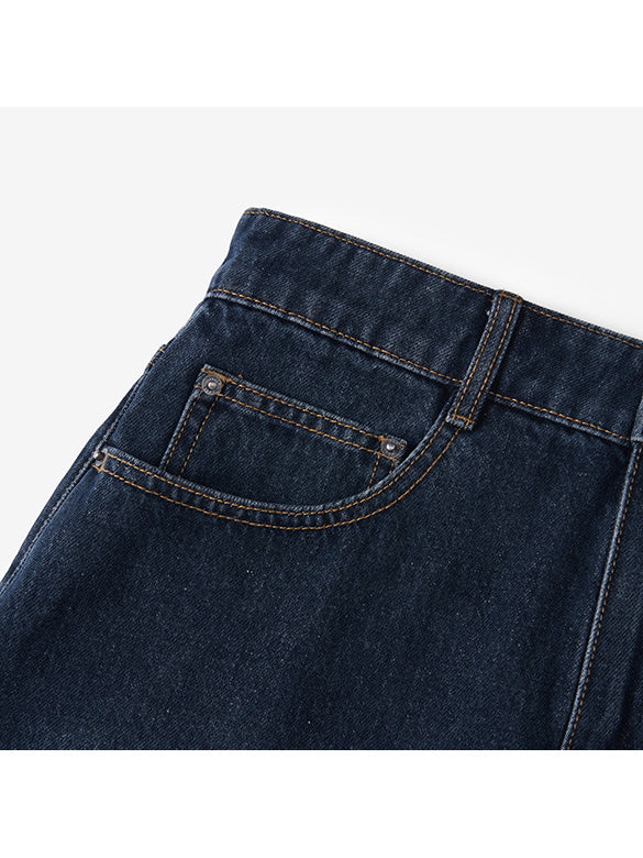 Stripe Frill Rigid Denim Skirt