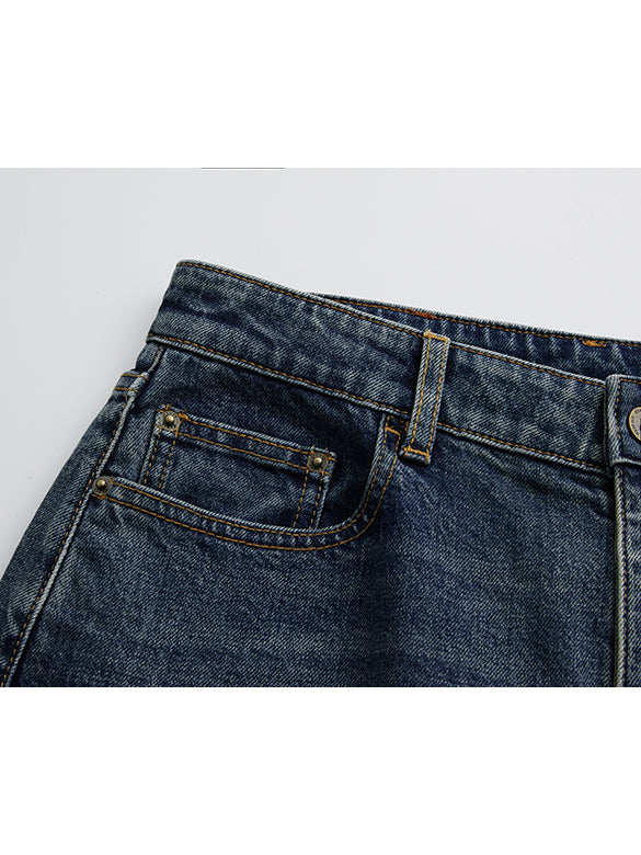Printed Denim Pants