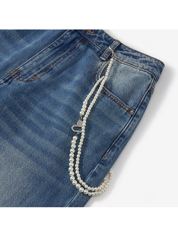 Pearl Wallet-chain Denim Pants