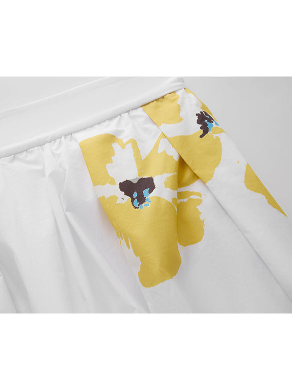 Flower Printed Taffeta Skirt
