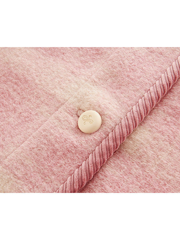 Piping Design Pink Plaid Coat