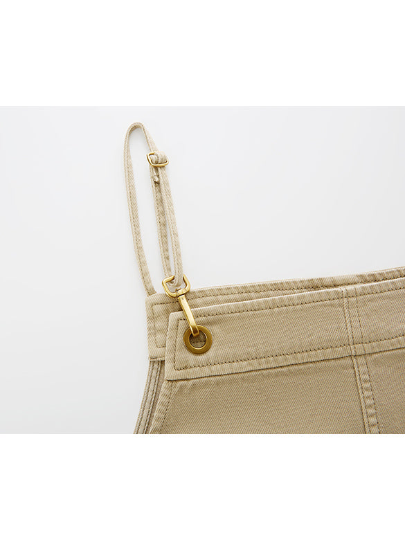 Beige Denim Jumper Skirt