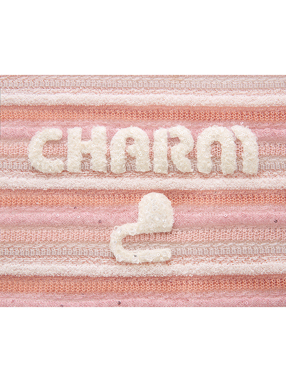 Sequins Design Pink Stripe Knit