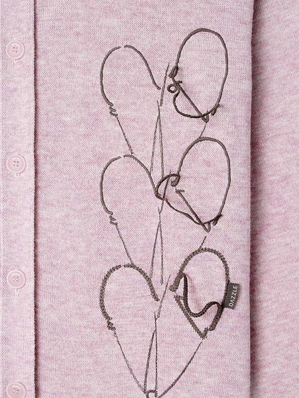 Embroidery Heart Design Knit Cardigan