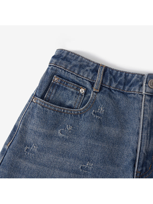 Monogram Denim Half Denim Pants
