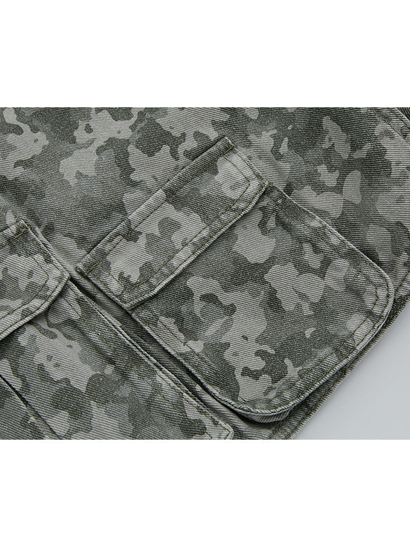 Camouflage Denim Cargo Short Pants