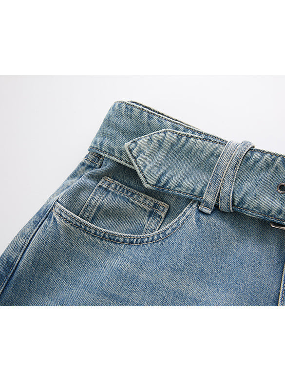 Belted Denim Pants