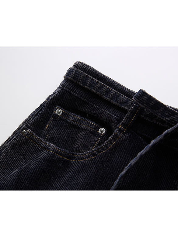 Belted Wide Corduroy Pants