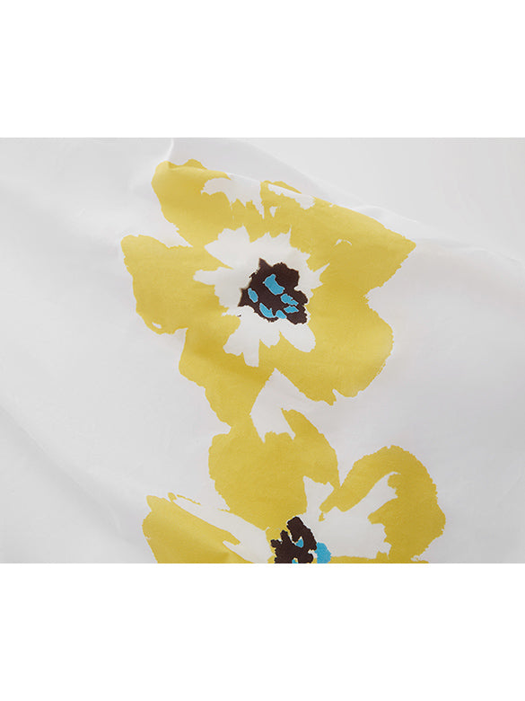 Flower Printed Taffeta Skirt