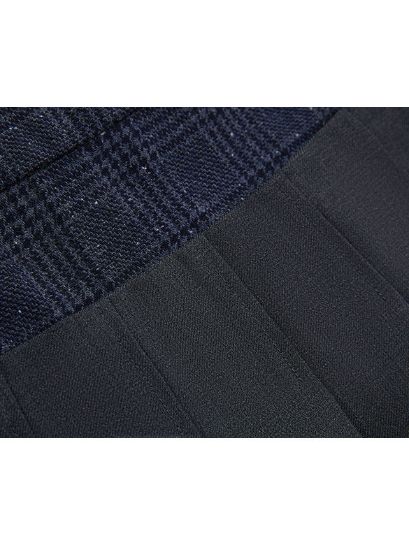 Plaid Tweed Combination Pleats Skirt
