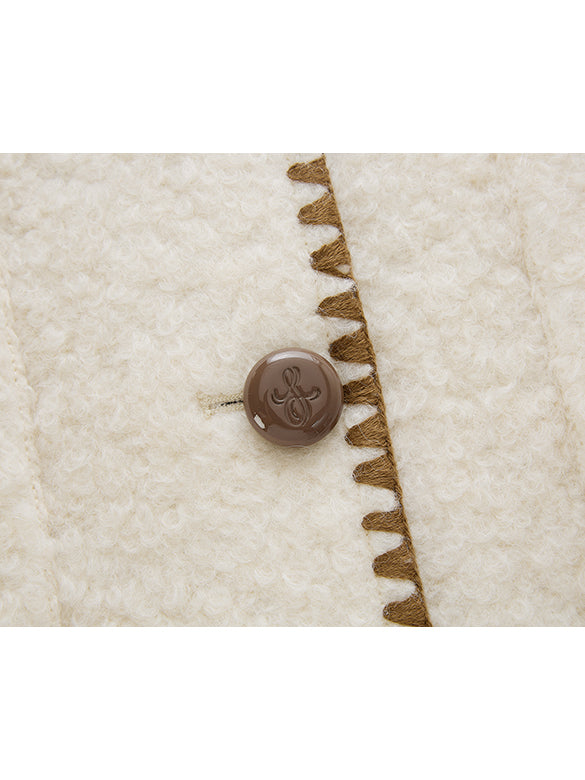 Bi-color Stitch Boa Half Coat