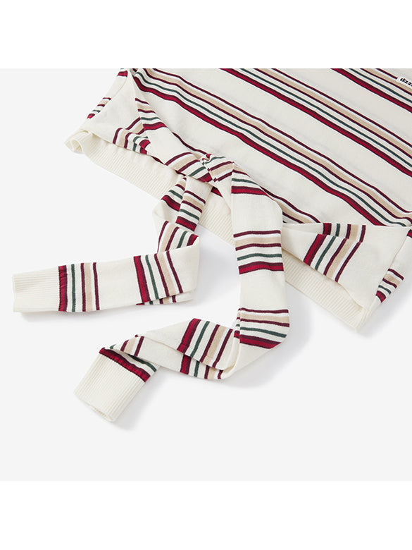 Retro Color Stripe Design Polo Knit