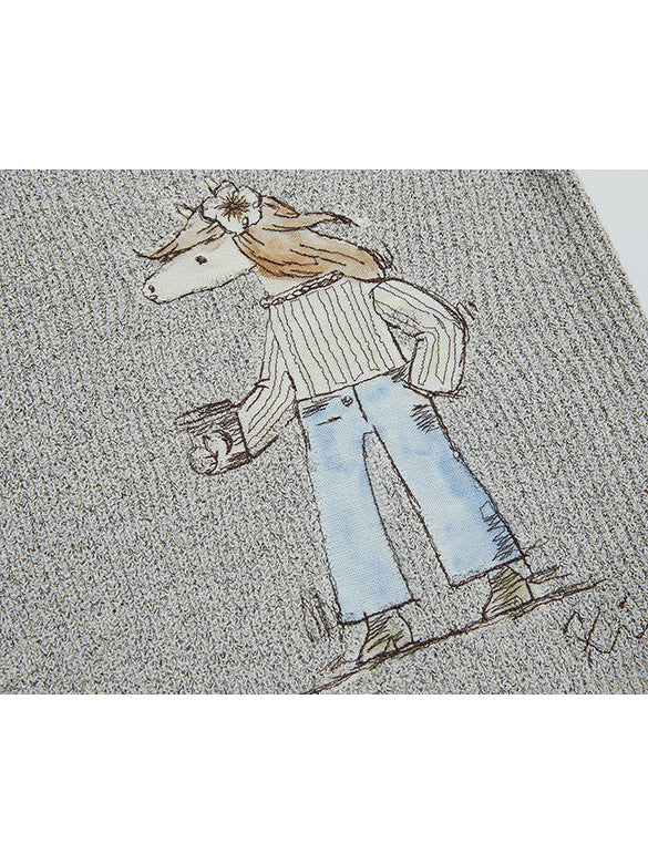 Horse Embroidery Knit Vest