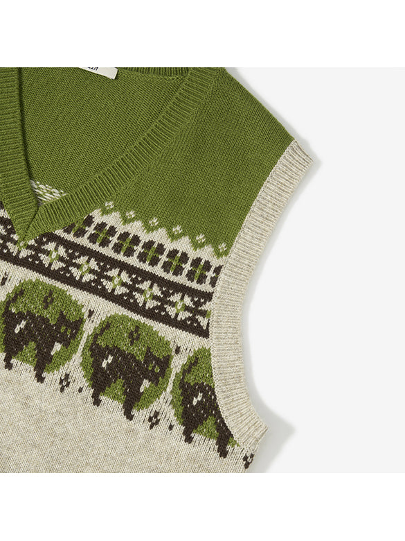 Cat Design Knit Vest