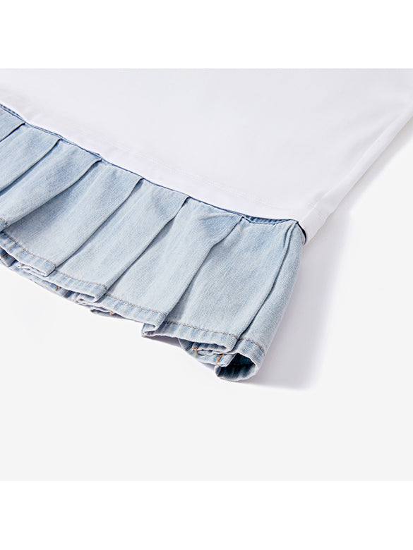 Denim Hem Combination T-shirt Dress