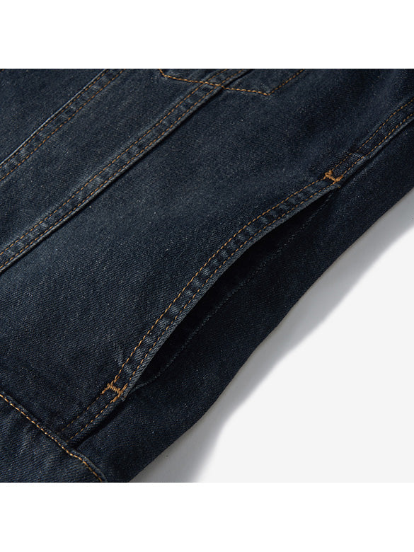 Stripe Collar Rigid Denim Jacket