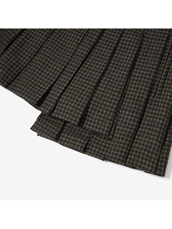 Plaid Tweed Tuck Skirt