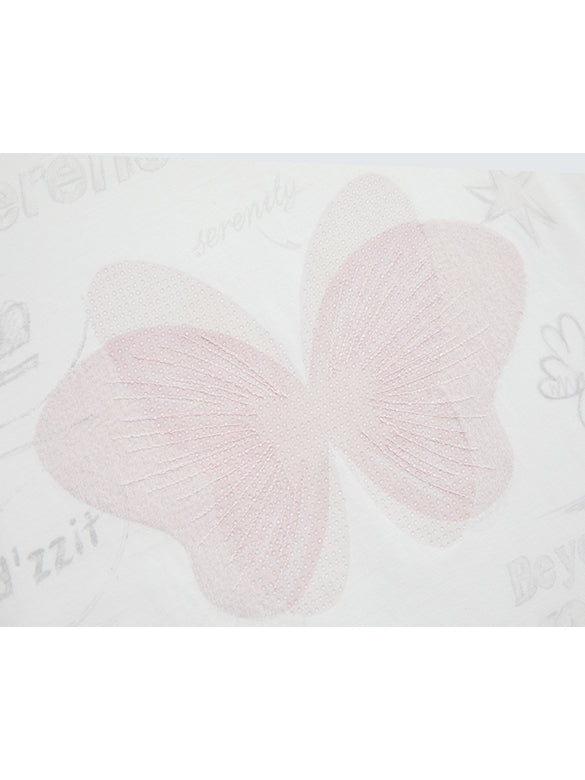 Butterfly Printed & Beads T-shirt