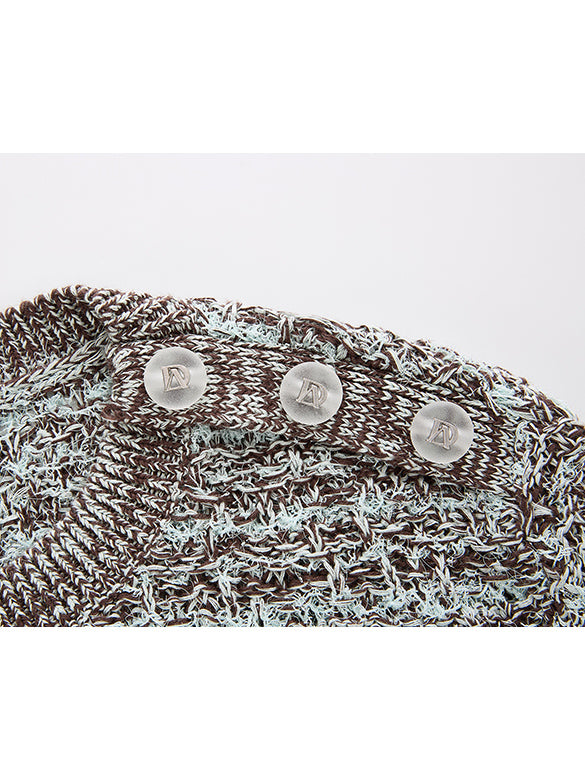 Marbled Color Shoulder Button Knit Top