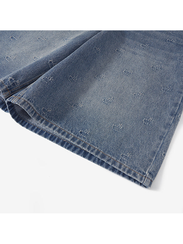 Monogram Denim Half Denim Pants