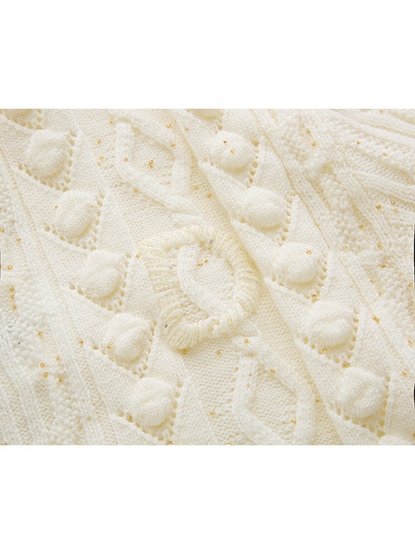Beads Cable Knitting Cardigan