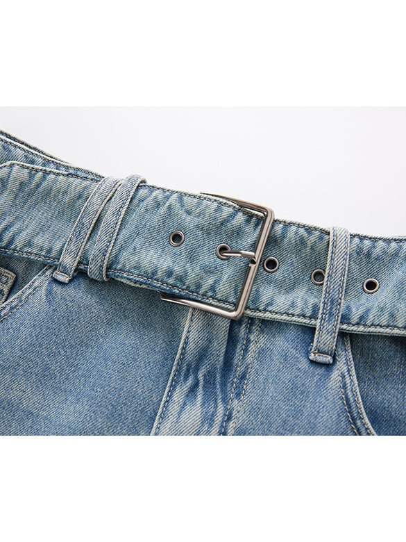 Belted Denim Pants