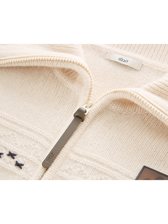 Argyle Zipper Knit Cardigan