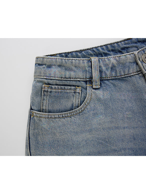 Foil Printed Denim Pants