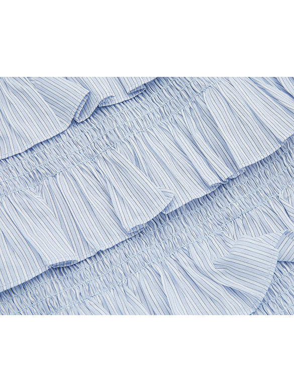 Pin-stripe Frill Tiered Skirt