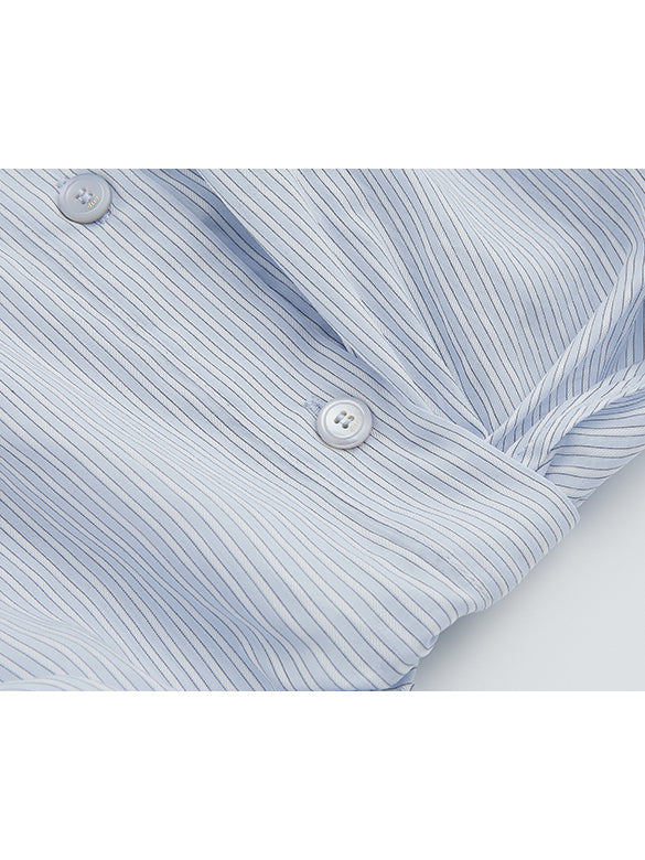 Waist Aperture Drape Stripe Shirt