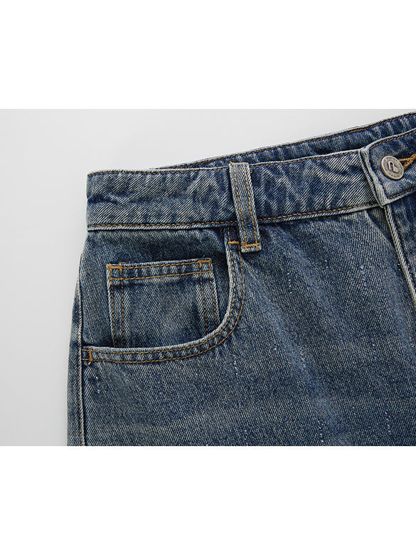Clear Beads Denim Pants