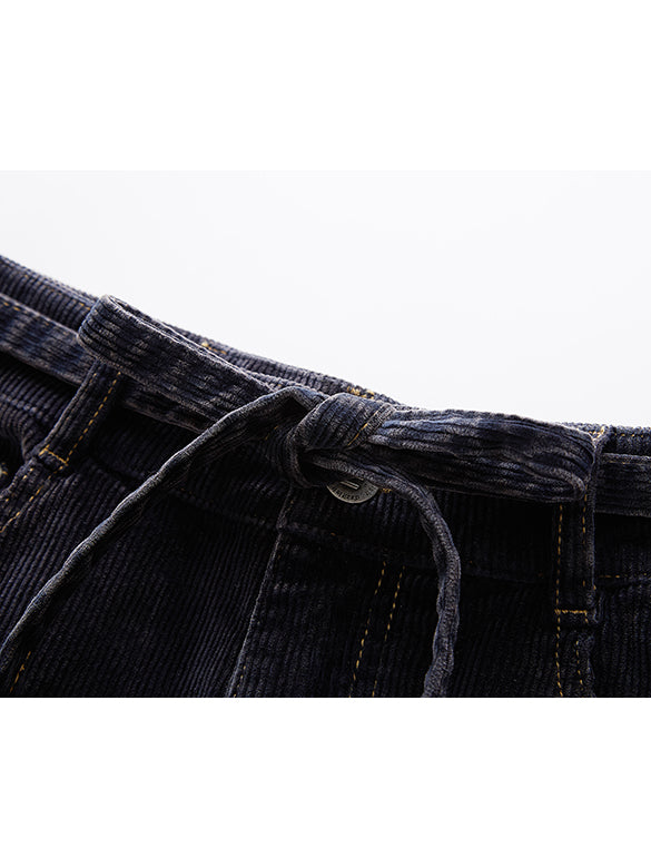 Belted Wide Corduroy Pants