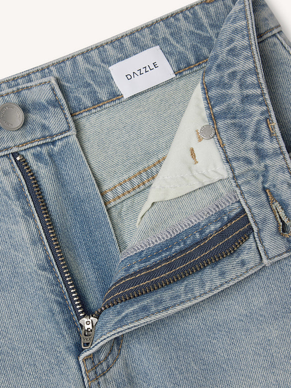 Clear-beads Heart Design Denim Pants
