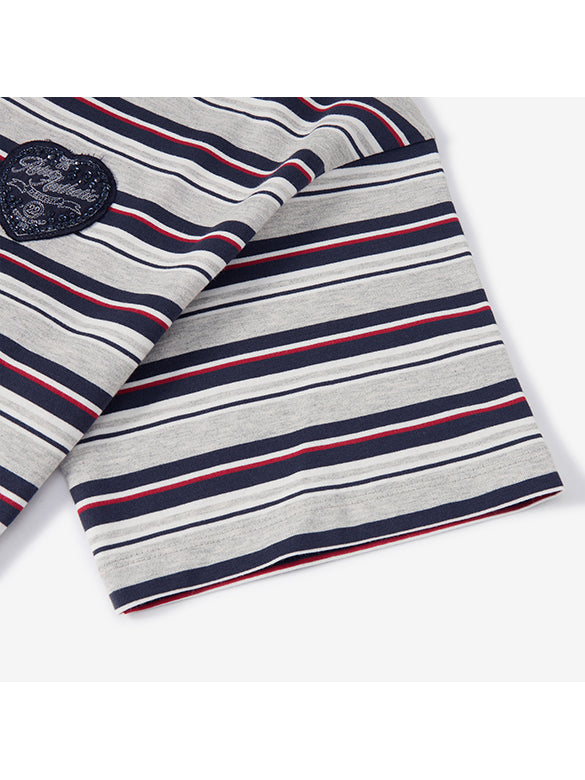 One-shoulder Design Stripe T-shirt