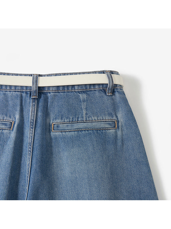 White Belted Denim Pants