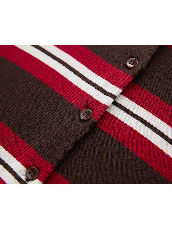 Retro-color Stripe Knit Cardigan