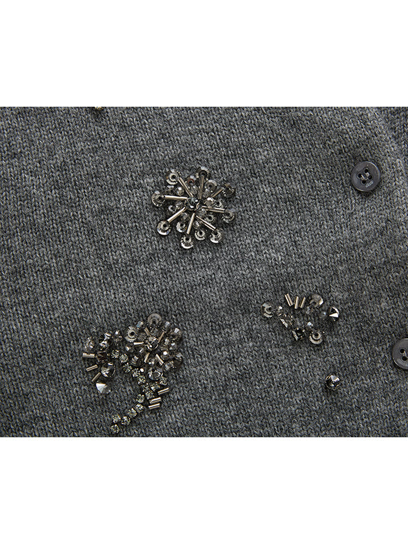 Beads Design Knit Cardigan