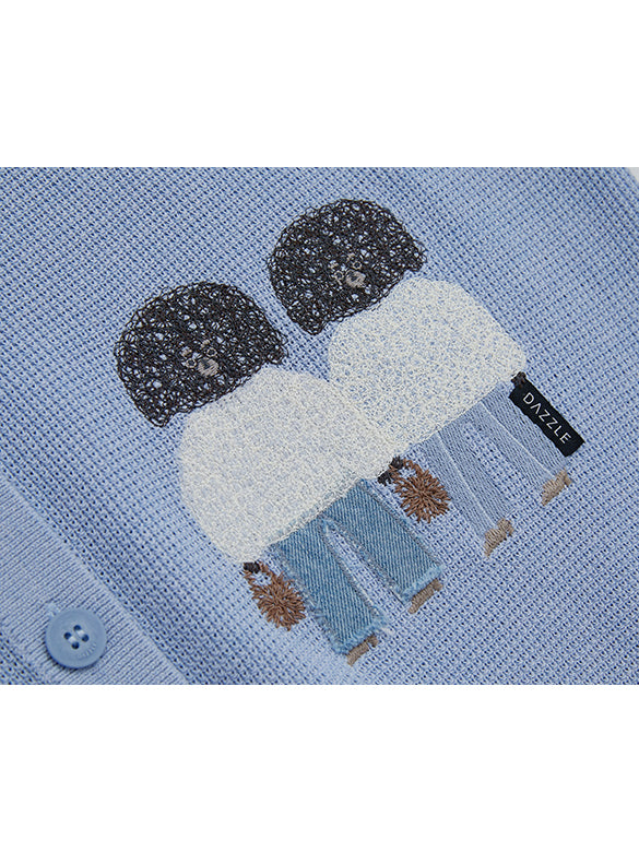 Embroidery Character Collar Knit