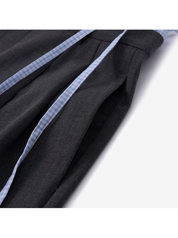 Plaid Waist Slacks Pants