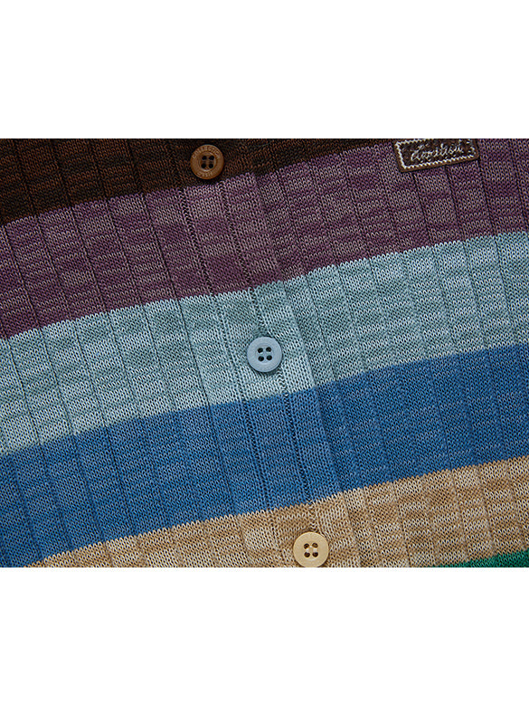 Bi-color Stripe Knit Cardigan