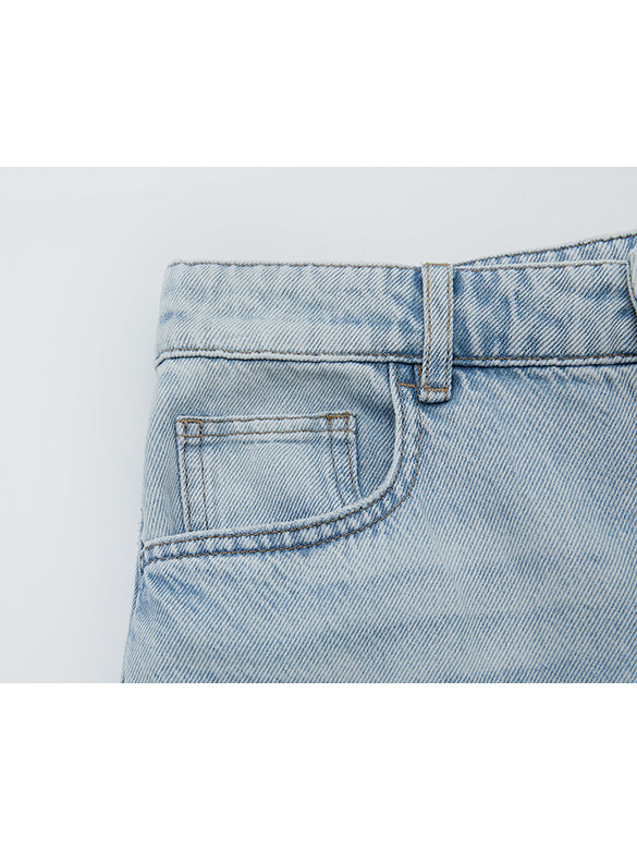 Butterfly Patch Clear Beads Denim Pants