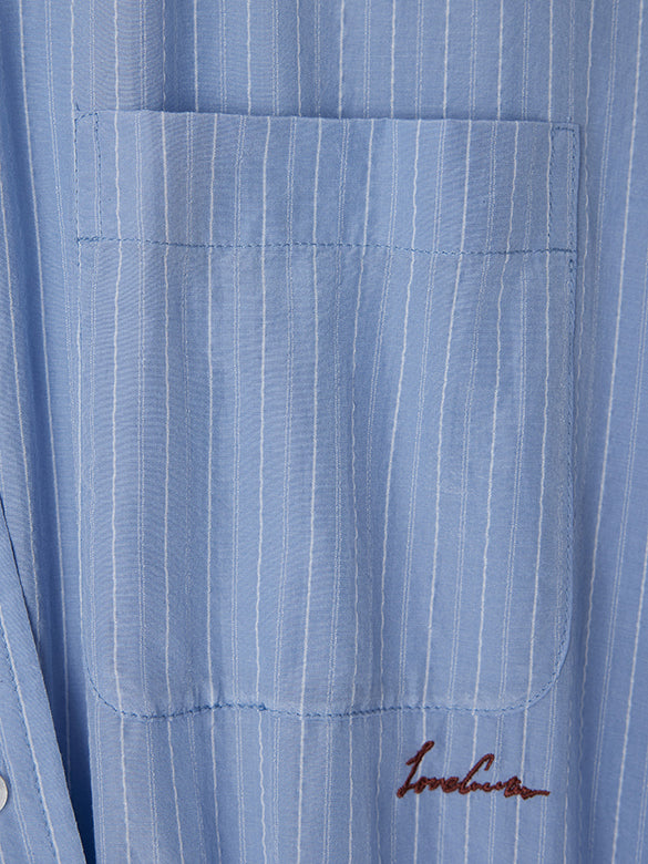Waist Aperture Pin-stripe Shirt