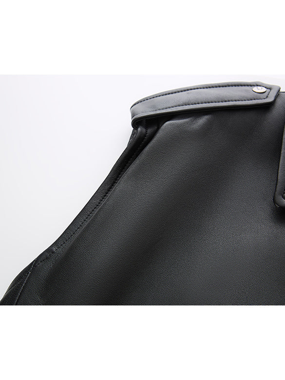 Leather Sleeveless Jacket