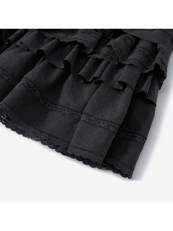 Lace Combination Frill Skirt