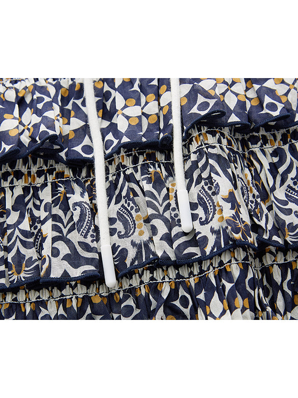 Geometric Pattern Frill Skirt