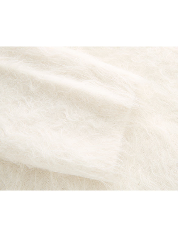 Feather Yarn V-neck Knit