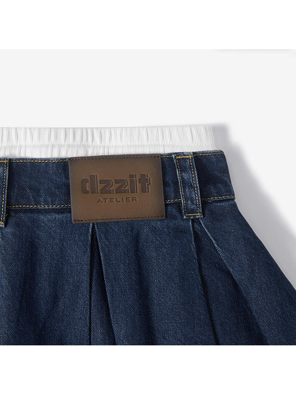Waist Double Denim Skirt