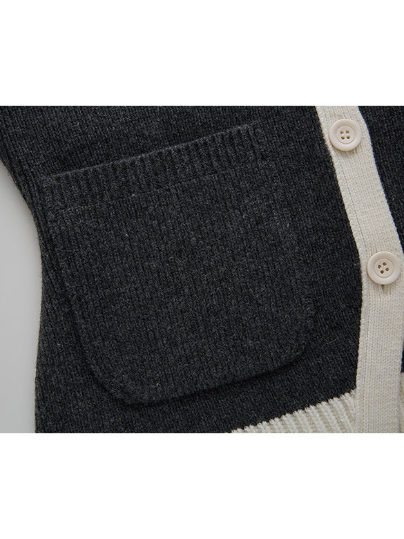 Bi-color Piping Knit Cardigan