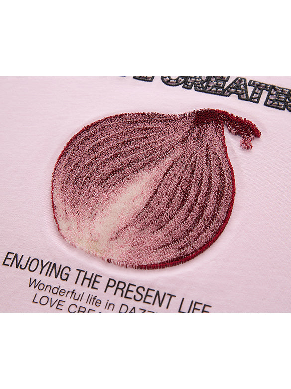 Embroidery Mix Fabric T-shirt