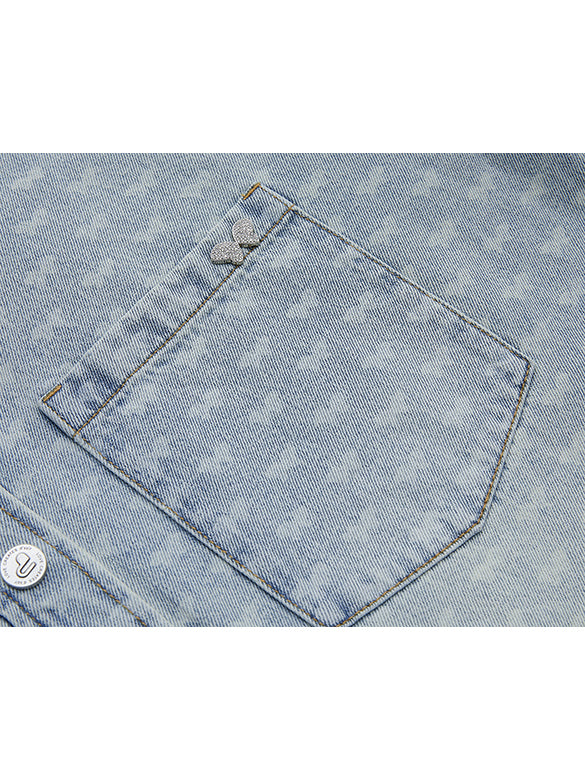 Butterfly Pattern Denim Shirt